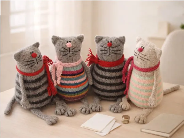 Striped Cat Knitting Pattern - Pablo the Serious Cat