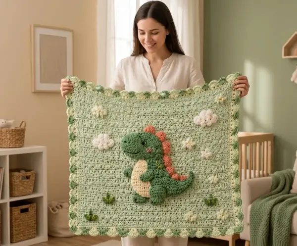 Crochet Dinosaur Baby Blanket Pattern