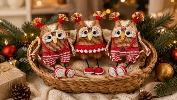 Amigurumi Christmas Owl Pair