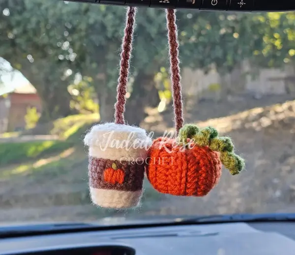 Crochet Pattern - Pumpkin Spice Latte car charm