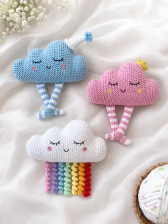 Crochet Cloud Pillow Amigurumi Pattern 3 in 1: Nursery Decor