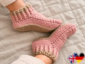 Crochet Slippers Pattern, Cozy Unisex House Shoes