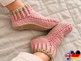 Crochet Slippers Pattern, Cozy Unisex House Shoes