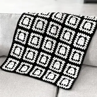 Ghost Granny Square Blanket Pattern Easy Halloween Crochet Throw
