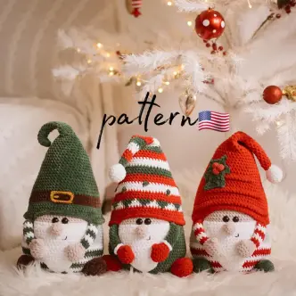 Crochet Christmas Gnome Pattern: Set of 3 Amigurumi Plushies