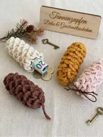 Crochet Pattern Pinecone 2in1 – Decor & Money Gift Pouch
