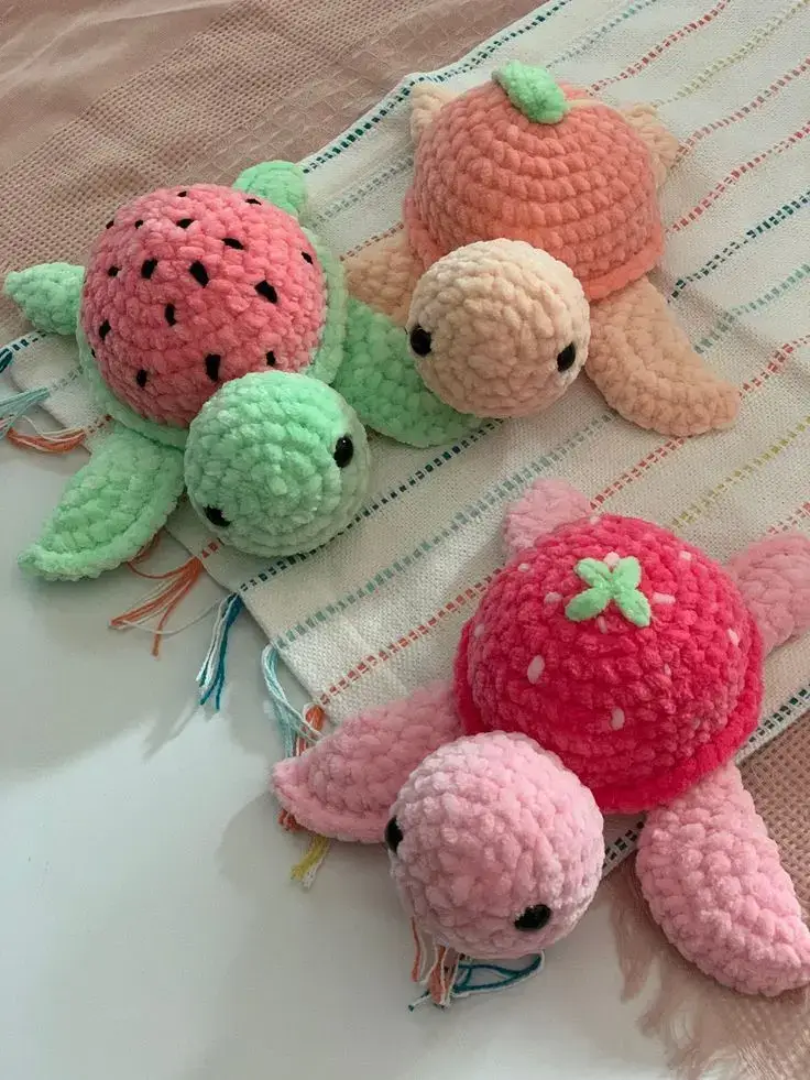Crochet Fruit Turtle Plushie