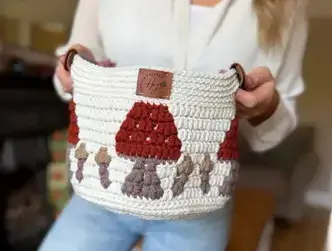 Crochet Mushroom Basket