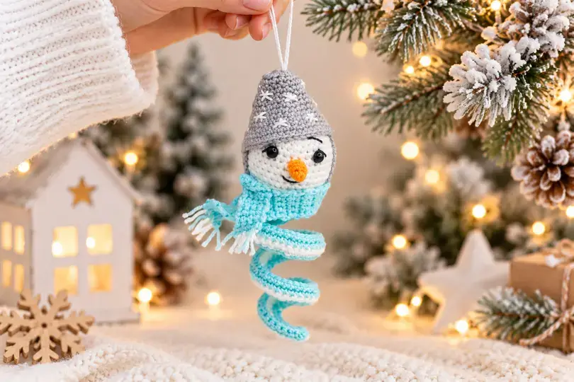 Crochet Snowman Ornament