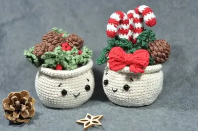 Crochet Pattern Cute Christmas Pots