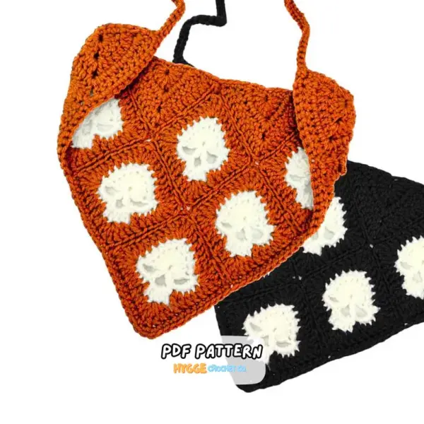 Skull Granny Square Bandana Crochet Pattern