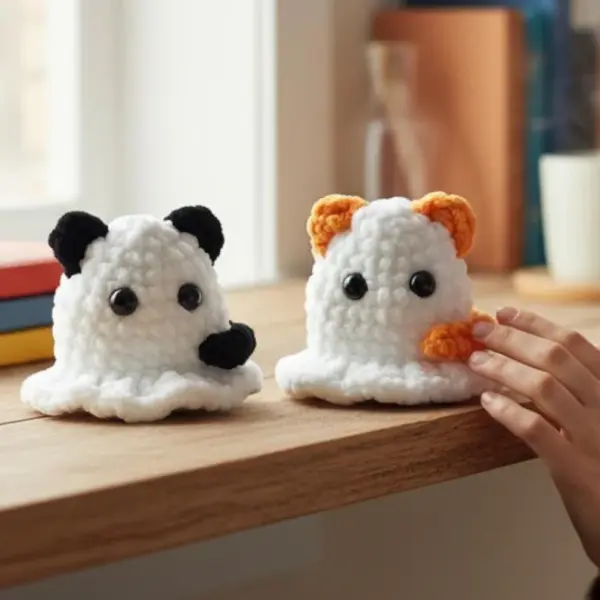 Cute Ghost Cat Crochet Keychain Pattern