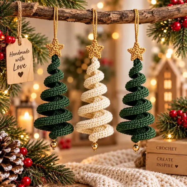 Spiral Crochet Christmas Tree Ornament Pattern