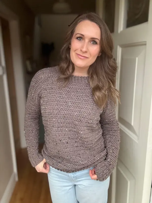 Easy Tweedy Beginner Crochet Sweater Pattern