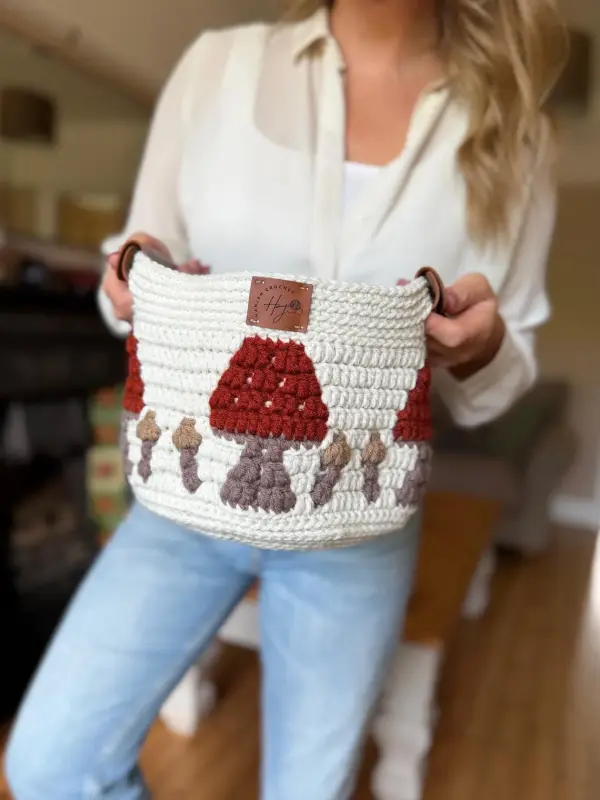 Crochet Mushroom Basket