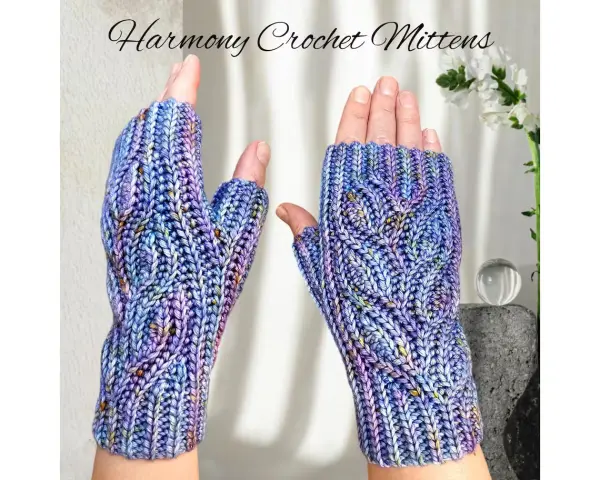 Crochet mittens pattern fingerless wrist warmer knit look